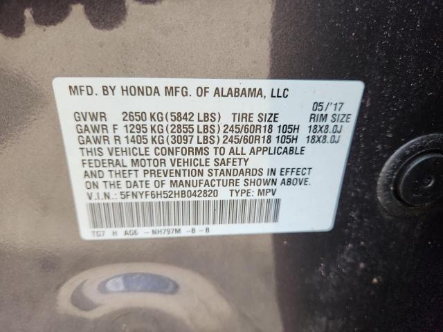 2017 HONDA PILOT EXL 5FNYF6H52HB042820