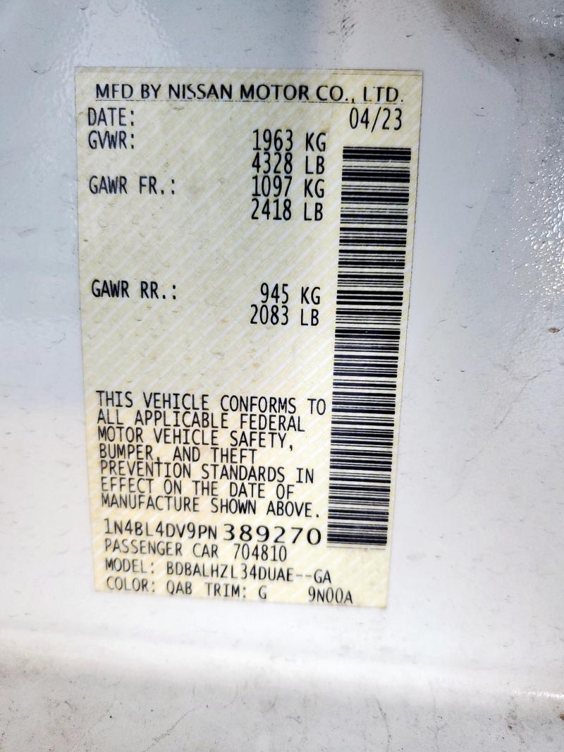 2023 NISSAN ALTIMA SV 1N4BL4DV9PN389270