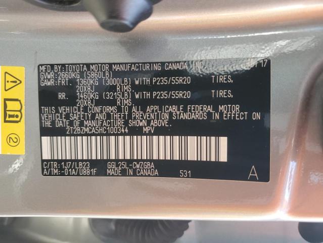 2017 LEXUS RX 350 BAS 2T2BZMCA5HC100344