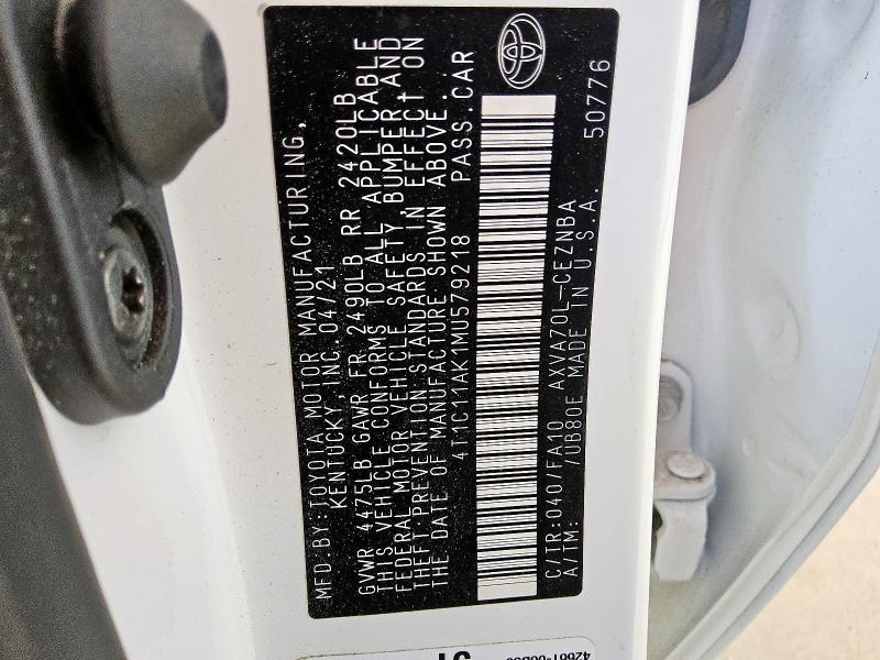 2021 TOYOTA CAMRY LE 4T1C11AK1MU579218