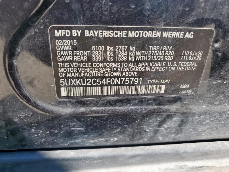 2015 BMW X6 XDRIVE3 5UXKU2C54F0N75791