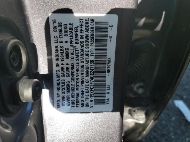 2016 HONDA CIVIC EX 19XFC2F74GE247136