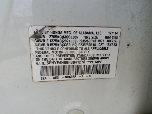 2015 HONDA PILOT TOURING - 5FNYF4H99FB041278