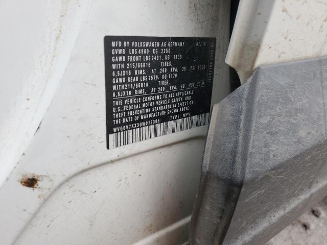 2016 VOLKSWAGEN TIGUAN S WVGBV7AX3GW019305