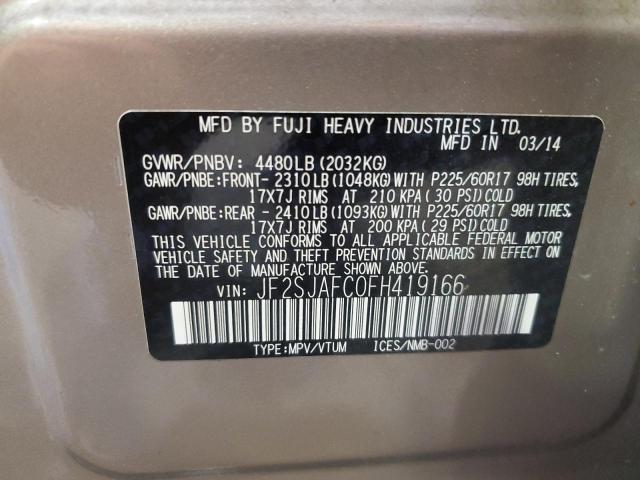 2015 SUBARU FORESTER 2 JF2SJAFC0FH419166