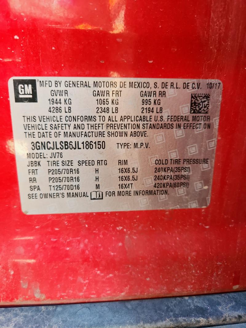 2018 CHEVROLET TRAX 1LT - 3GNCJLSB6JL186150