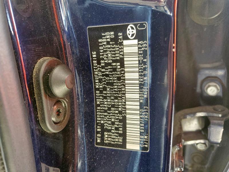2022 TOYOTA COROLLA LE 5YFEPMAEXNP370243
