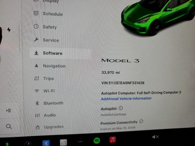 2022 TESLA MODEL 3 5YJ3E1EA8NF331438