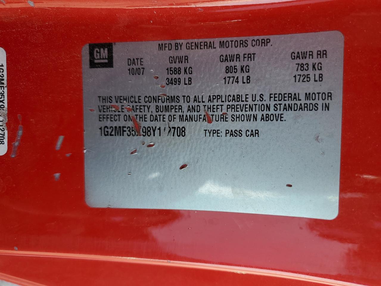 Lot #3275703976 2008 PONTIAC SOLSTICE G