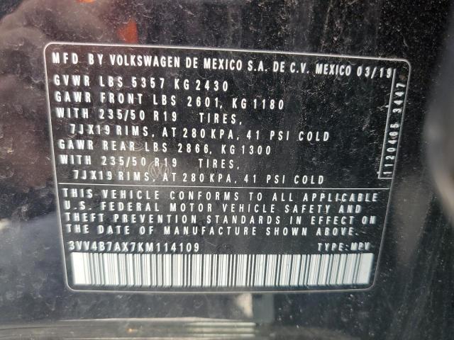 2019 VOLKSWAGEN TIGUAN SEL 3VV4B7AX7KM114109