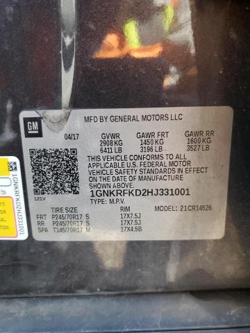 2017 CHEVROLET TRAVERSE LS 1GNKRFKD2HJ331001