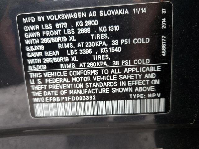 2015 VOLKSWAGEN TOUAREG V6 #3282582876