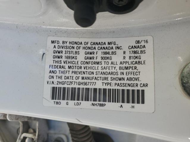 2016 HONDA CIVIC EX 2HGFC2F71GH567777