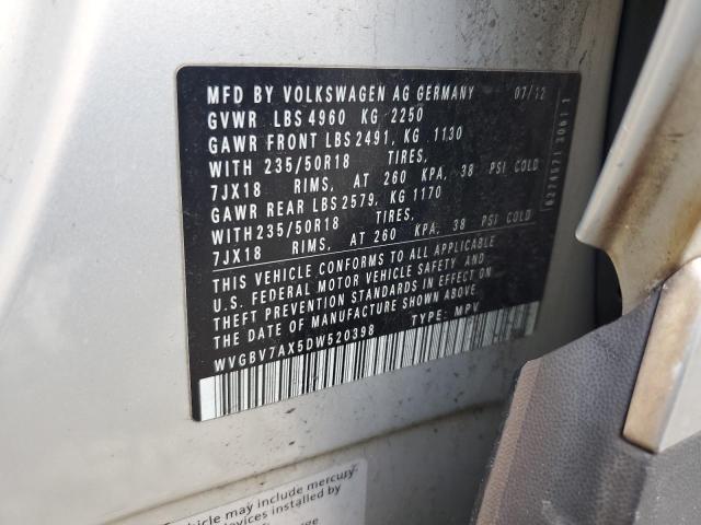 2013 VOLKSWAGEN TIGUAN S - WVGBV7AX5DW520398