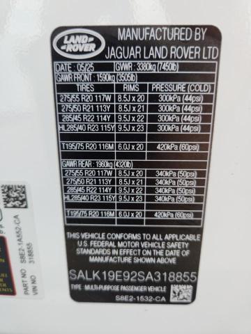 2025 LAND ROVER RANGE ROVE SALK19E92SA318855