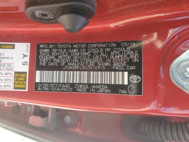 2016 TOYOTA PRIUS - JTDKBRFU5G3516915