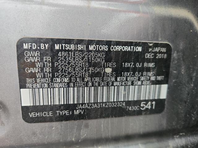 2019 MITSUBISHI OUTLANDER JA4AZ3A31KZ032324