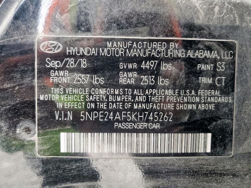2019 HYUNDAI SONATA SE 5NPE24AF5KH745262