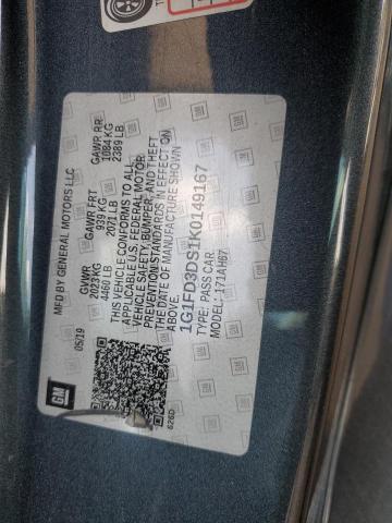 2019 CHEVROLET CAMARO LT 1G1FD3DS1K0149167