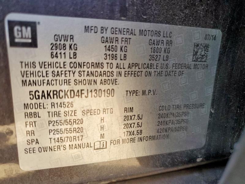 2015 BUICK ENCLAVE - 5GAKRCKD4FJ130190