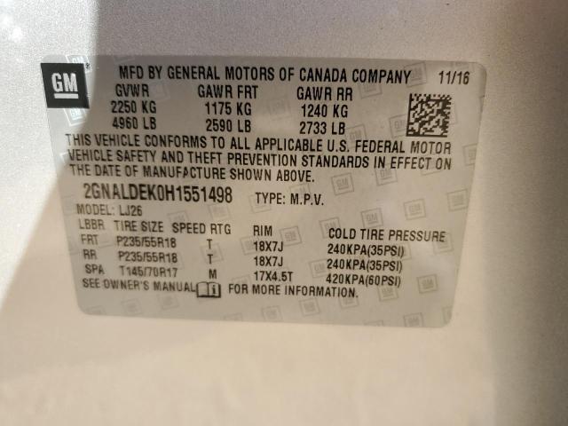 2017 CHEVROLET EQUINOX PREMIER 2GNALDEK0H1551498