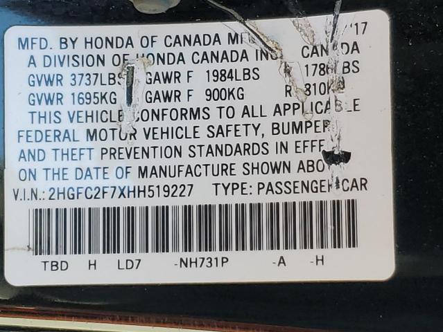 2017 HONDA CIVIC EX - 2HGFC2F7XHH519227