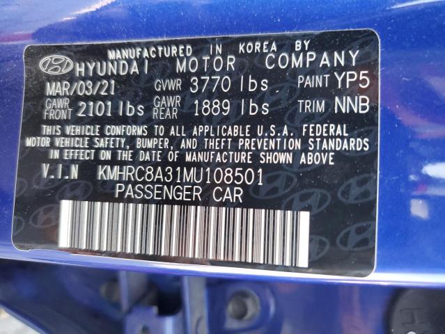 2021 HYUNDAI VENUE SEL KMHRC8A31MU108501