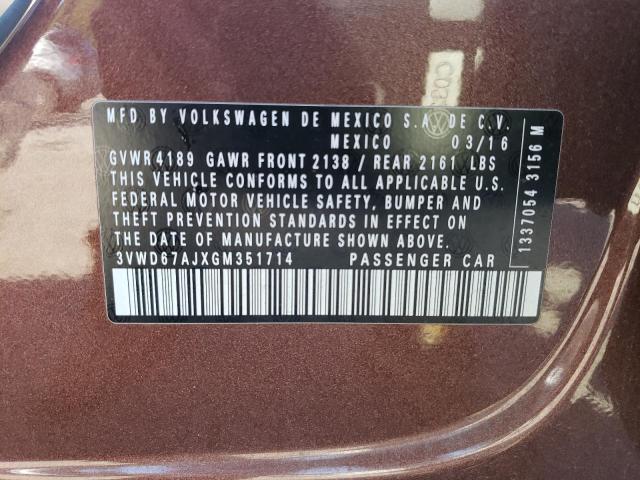2016 VOLKSWAGEN JETTA SE 3VWD67AJXGM351714