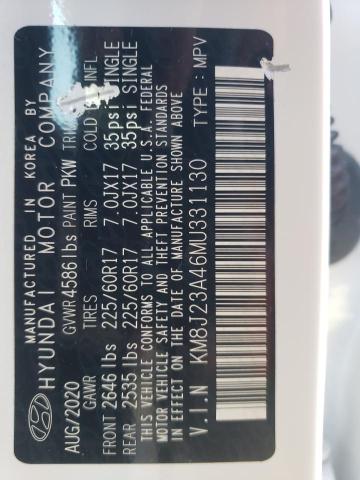 2021 HYUNDAI TUCSON SE KM8J23A46MU331130