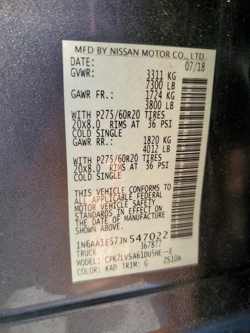 2018 NISSAN TITAN SV 1N6AA1E57JN547022