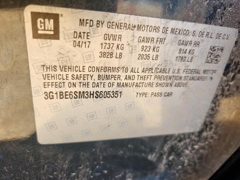 2017 CHEVROLET CRUZE LT 3G1BE6SM3HS605351