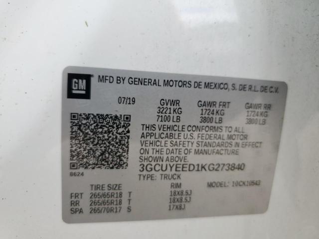 2019 CHEVROLET SILVERADO - 3GCUYEED1KG273840