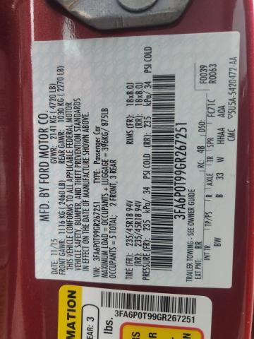 2016 FORD FUSION SE - 3FA6P0T99GR267251