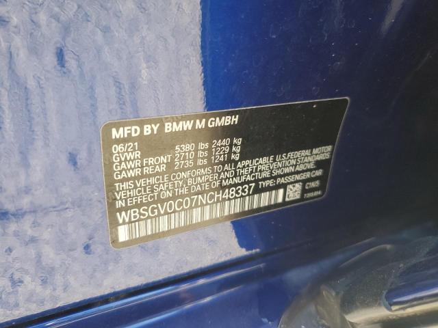 2022 BMW M8 WBSGV0C07NCH48337