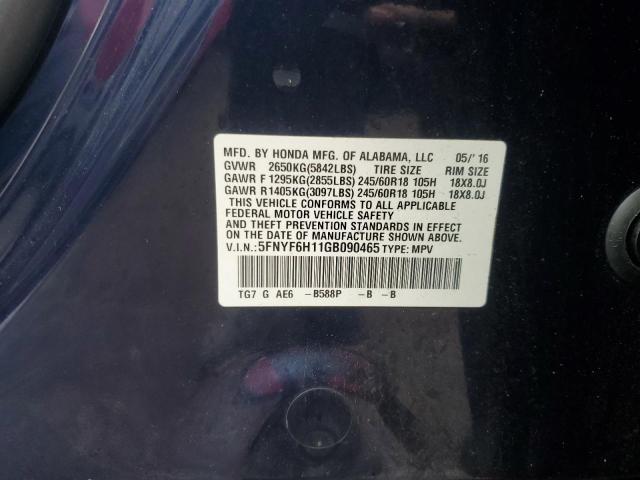 2016 HONDA PILOT LX 5FNYF6H11GB090465