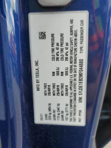 2021 TESLA MODEL 3 5YJ3E1EB2MF044880