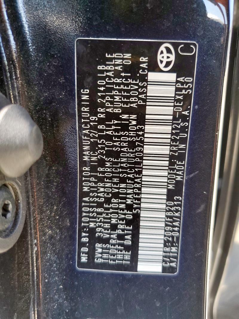 2020 TOYOTA COROLLA LE #3292732612