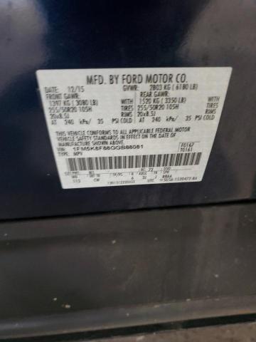 2016 FORD EXPLORER L - 1FM5K8F88GGB88081
