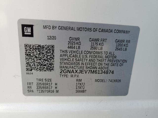 2021 CHEVROLET EQUINOX LT - 2GNAXJEV7M6134874