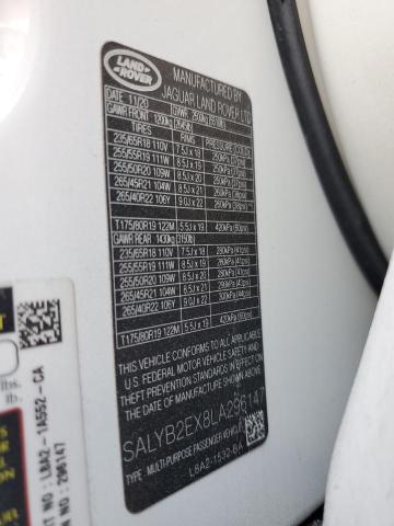 2020 LAND ROVER RANGE ROVE SALYB2EX8LA296147