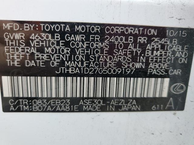 2016 LEXUS IS 200T JTHBA1D27G5009197