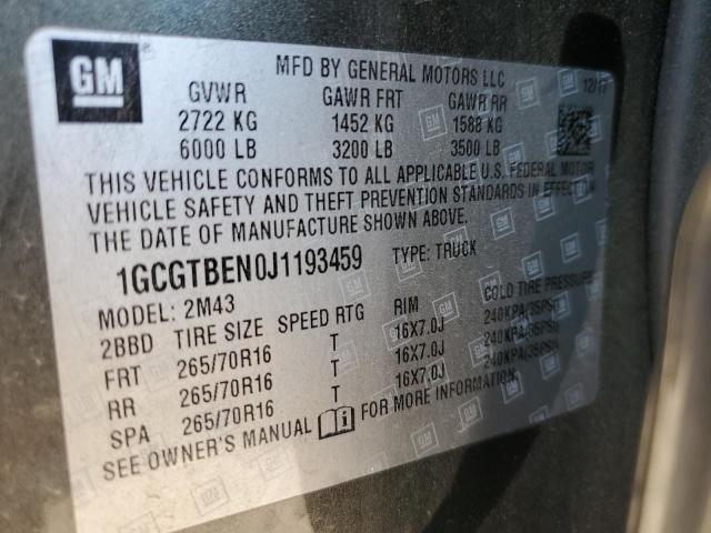 2018 CHEVROLET COLORADO 1GCGTBEN0J1193459