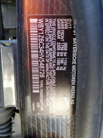 2017 BMW I3 BEV WBY1Z6C34HV548728