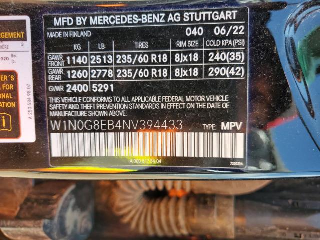 2022 MERCEDES-BENZ GLC 300 4MATIC W1N0G8EB4NV394433
