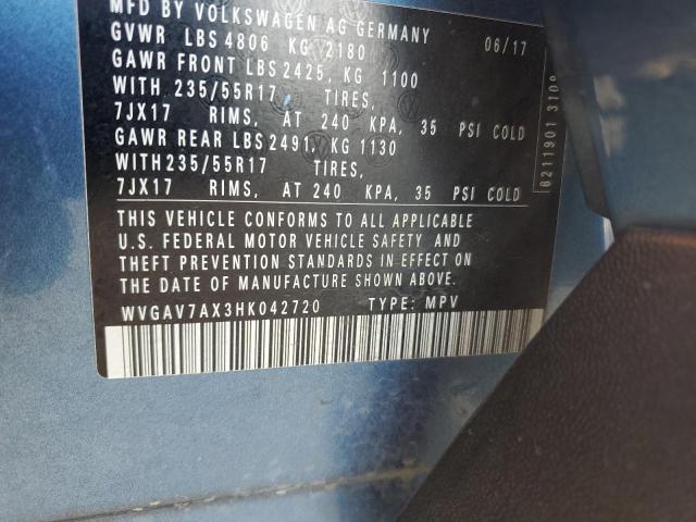 2017 VOLKSWAGEN TIGUAN S - WVGAV7AX3HK042720