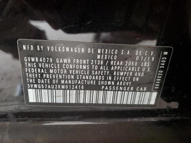 2019 VOLKSWAGEN GOLF S 3VWG57AU2KM012416