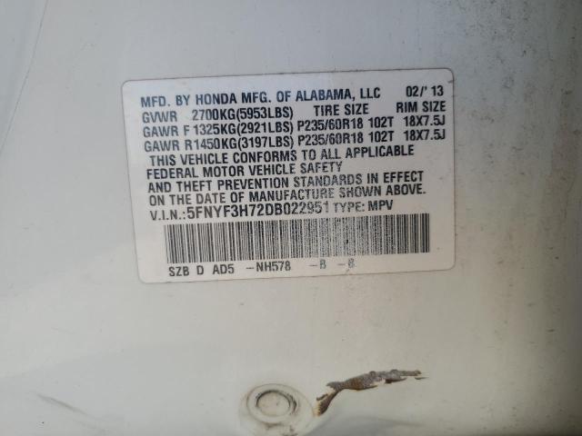 2013 HONDA PILOT #3270678850