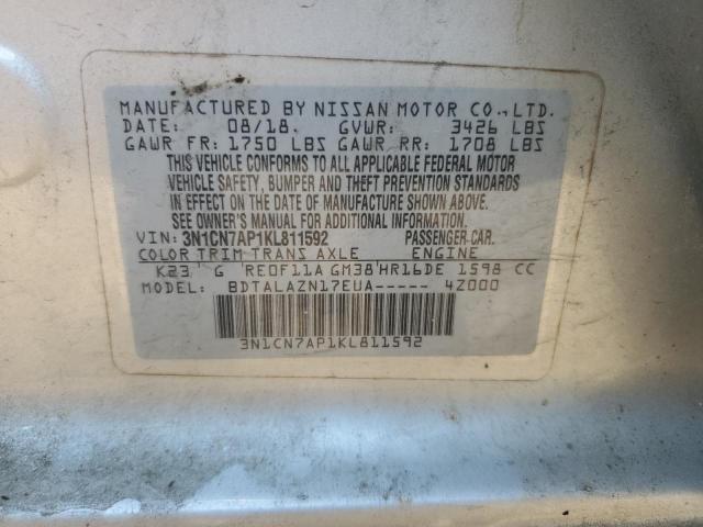 2019 NISSAN VERSA S 3N1CN7AP1KL811592