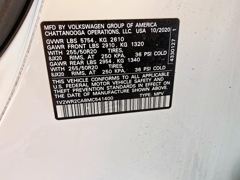 2021 VOLKSWAGEN ATLAS SE 1V2WR2CA8MC541400