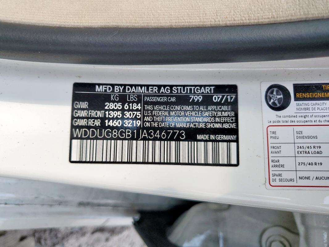 2018 MERCEDES-BENZ S 560 4MATIC WDDUG8GB1JA346773